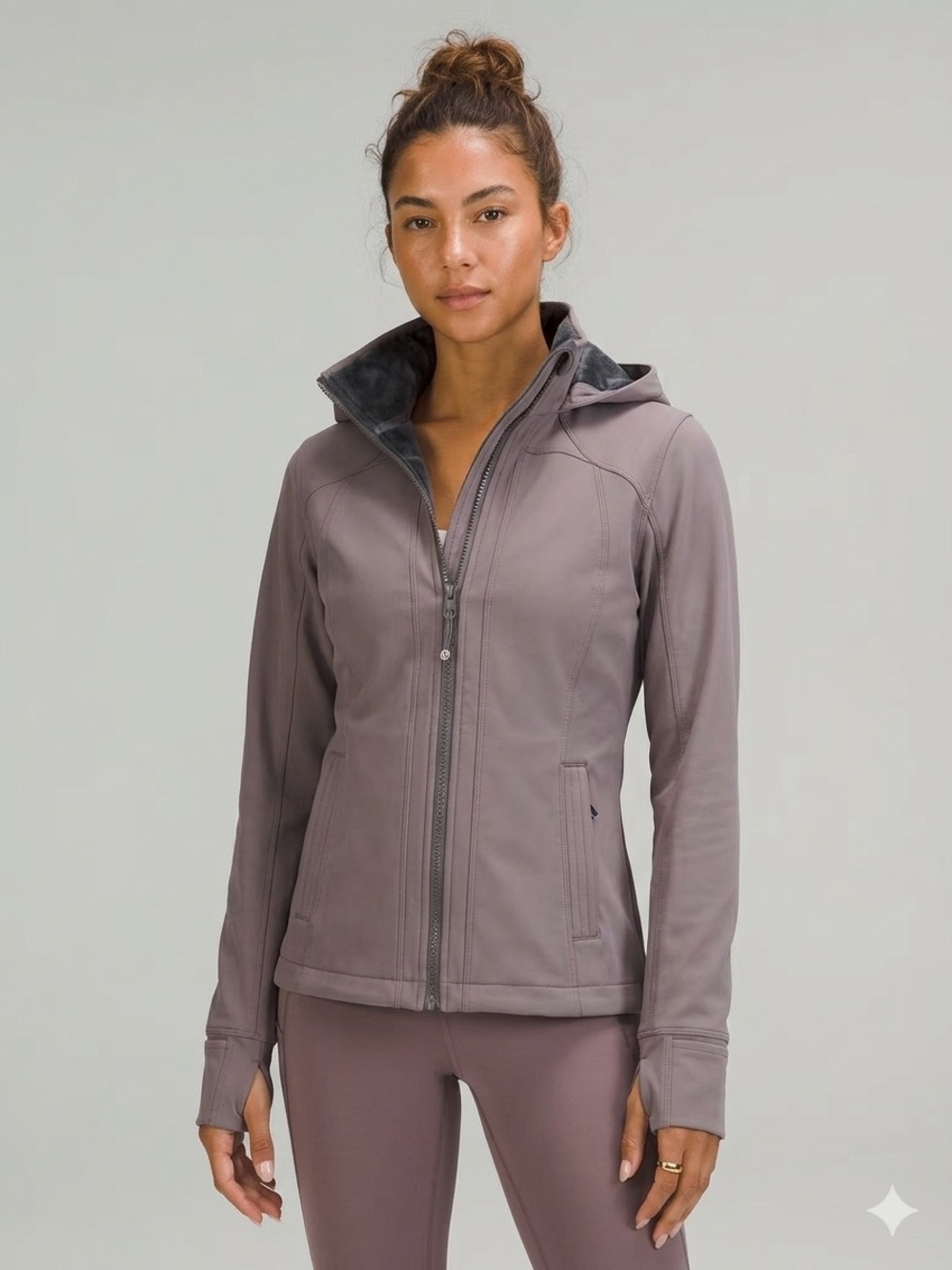 Lululemon Apres Yoga Softshell Fleece Jacket Hooded Dusty Mauve SZ 4